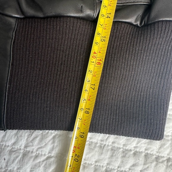 C367 Preston & York Leather Aviation Jacket Bomber Lambskin Crop Black sz S - Picture 5 of 7